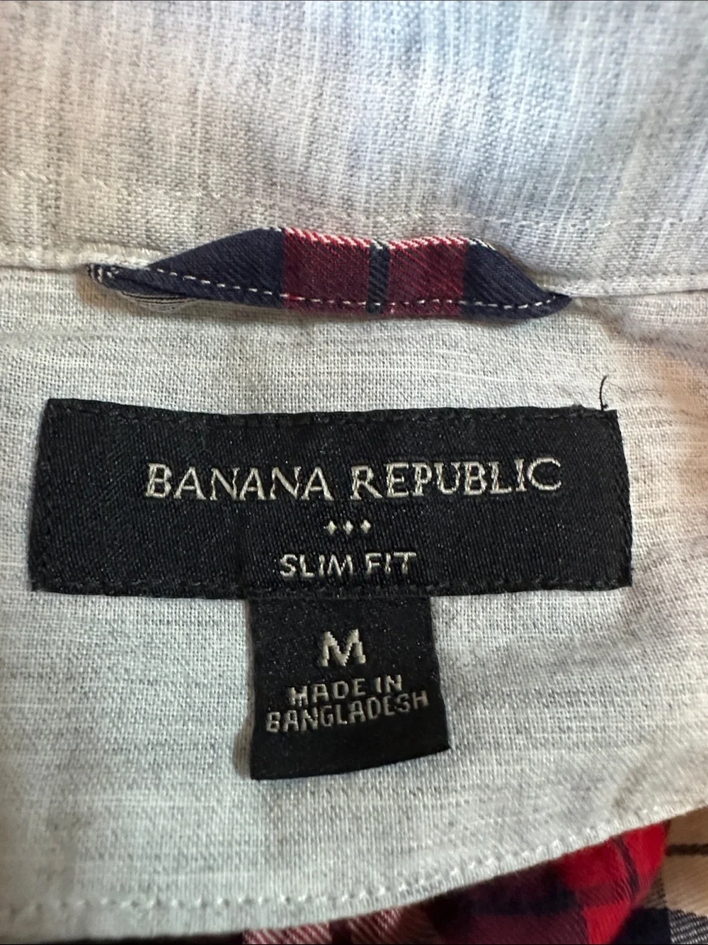 Banana Republic Red and Navy Plaid Button-Down Shirt